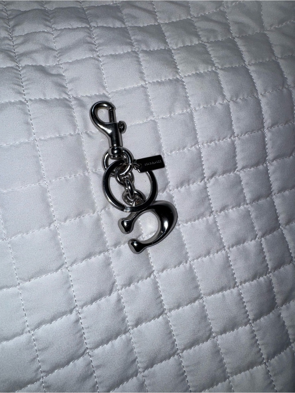 Coach Silver-Tone Sculpted 'C' Keychain bag charm - Picture 2 of 6